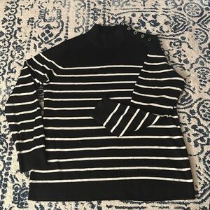 Calvin Klein size large black and white sweater mock turtle neck